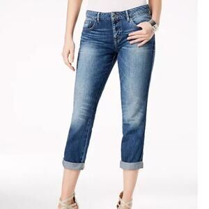 Guess Tomboy Jeans Womens 27 Button Front Ankle Cropped Boho Casual Cotton